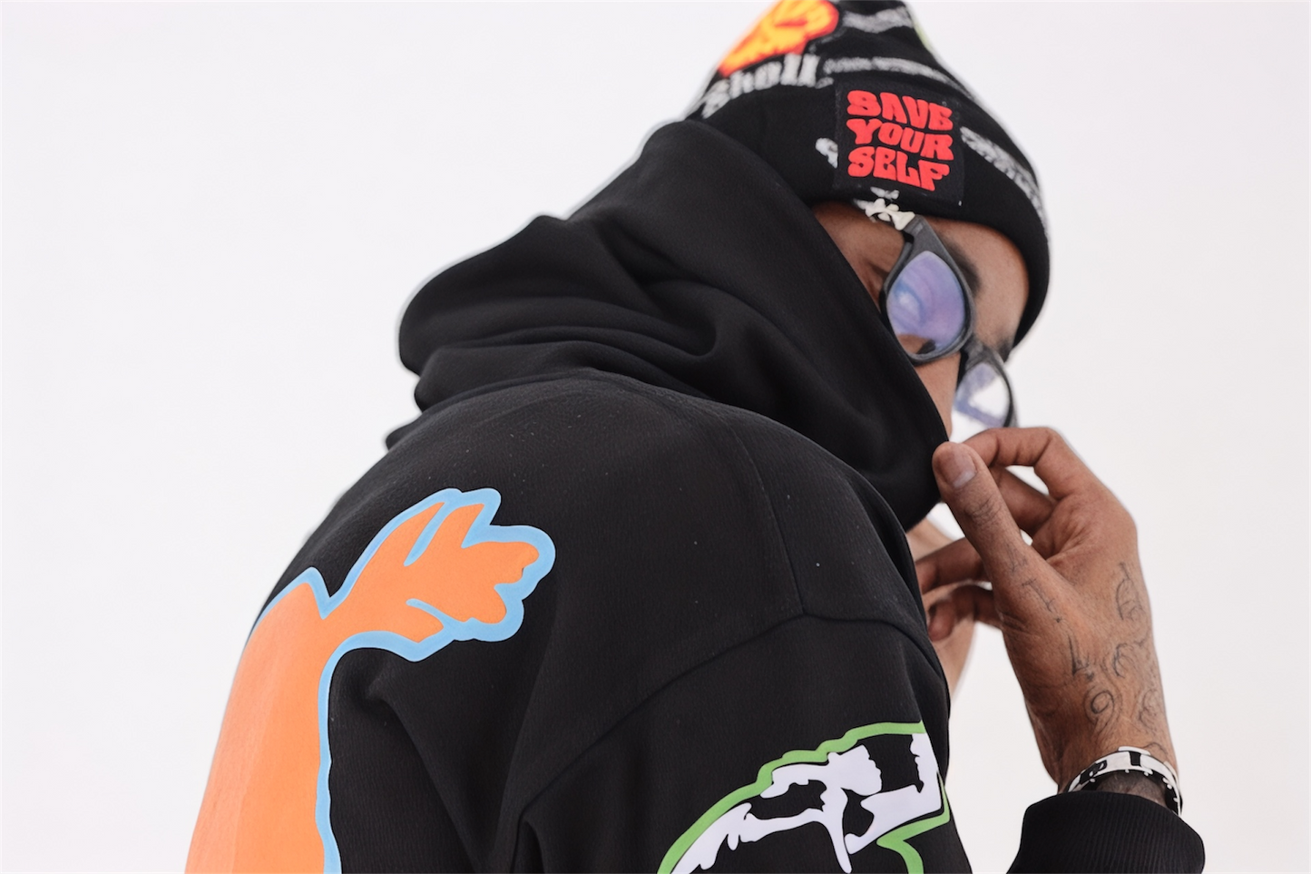 Black "Speed Kills" Studded Hoodie