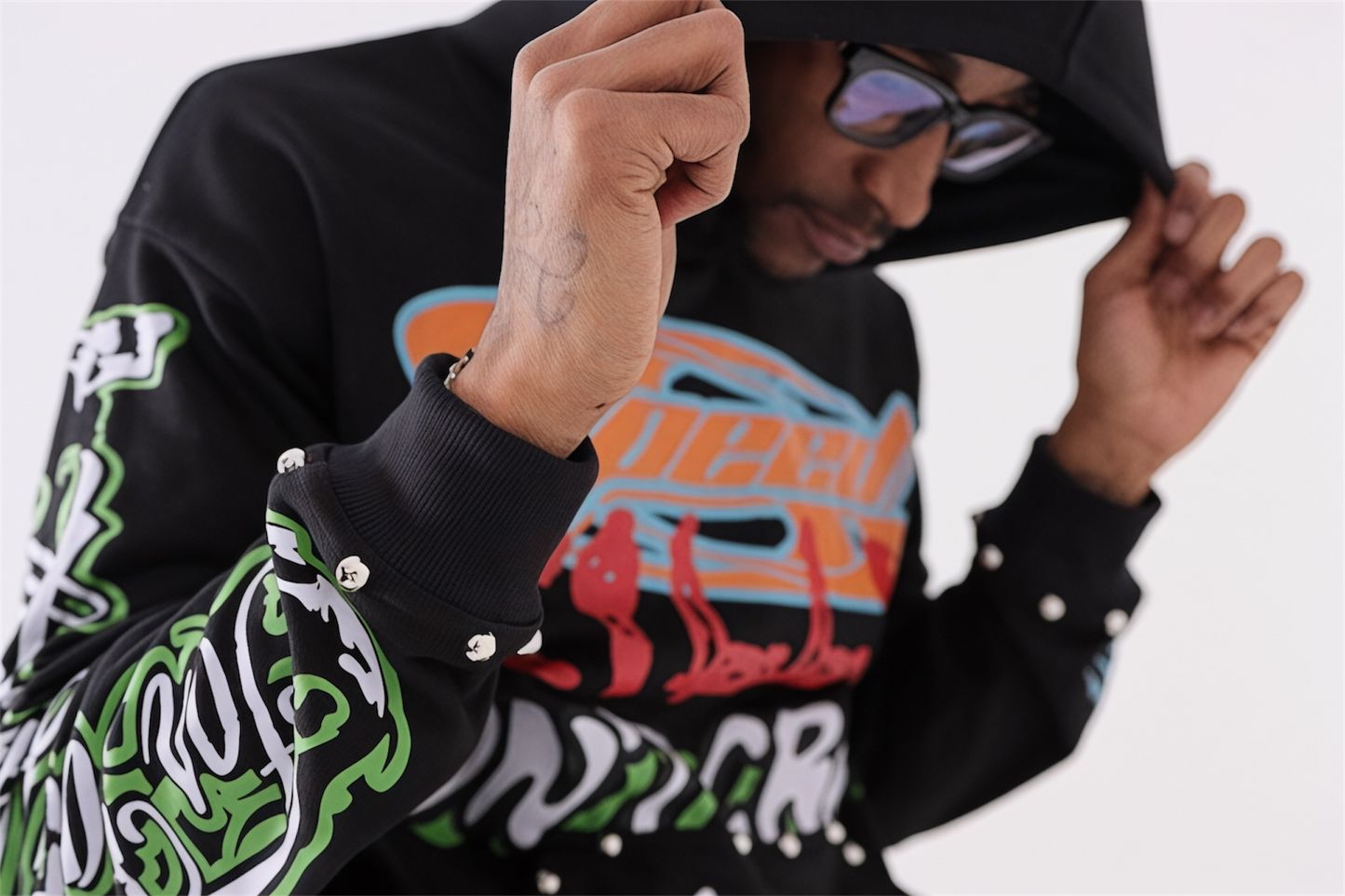 Black "Speed Kills" Studded Hoodie