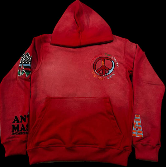 Sunfaded Red “FXCK THE SYSTEM” Heavyweight Hoodie