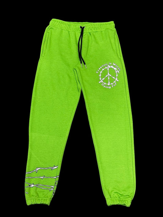 Bright Green “Barbed Bottoms” Sweatpants